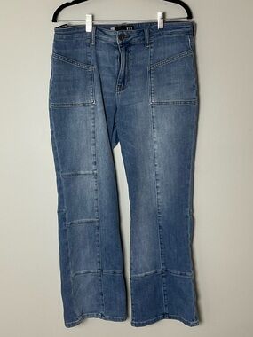 Kut from the Kloth Kelsey High Rise Kick Flare Patchwork Jeans 70s Inspired 12